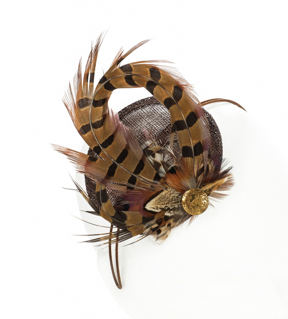 Pheasant feather fascinator - Chocolate