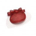 red vintage veiling small cocktail hat