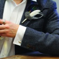 matching cufflinks and button hole in silver