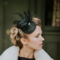 classic wedding fascinator black