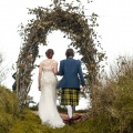 walking through the foliage arch