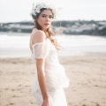 ivory flower crown beach bride