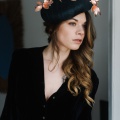 'Bardot' navy rose gold beret Holly Young