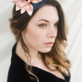 'Thea' rose gold navy cocktail hat Holly Young