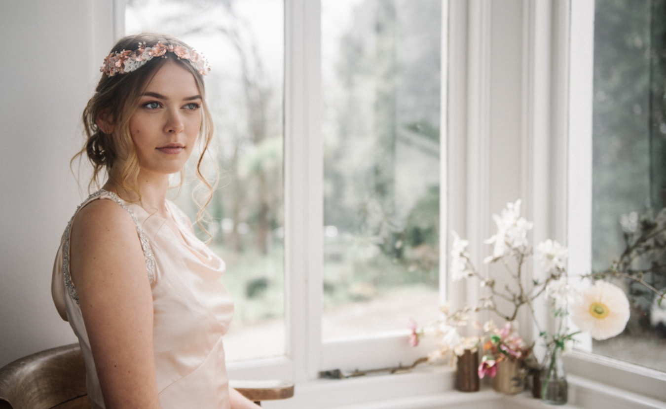 rose gold leather and lace crown