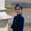 Victoria Beckham navy royal wedding hat 2018