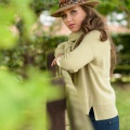 camel trilby with pheasant feather band