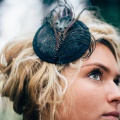 black peacock feather fascinator