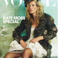 Kate moss on the cover of vogue magazine with biker hat