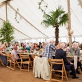 self styled wedding marquee with ferns and hanging plants