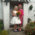 vintage wedding veil and hot pink fascinator