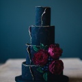 black and rose punk wedding cake