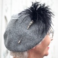 black ostrich feather hat pin