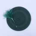 Bottle green beret with Pom Pom pin