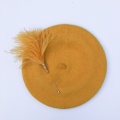 Yellow beret with Pom Pom pin