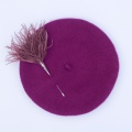 Magenta beret with plum Pom Pom pin