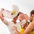 bride getting ready with her bridesmaids