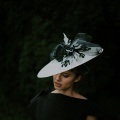 black and ivory large occasion hat