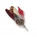 Burgundy red feather lapel pin