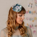 blue metallic flower fascinator