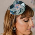 aqua blue metallic headpiece