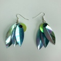 blue green leaf sequin earrings