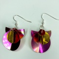 pink red and gold geometric earrings