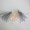 peach and grey feather earrings
