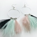 Black mint and mink hoop earrings