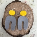 Yellow and grey abstract earrings