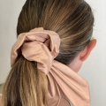 dusky peach bow scrunchy