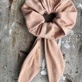 dusky peach bow scrunchy