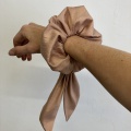 dusky peach bow scrunchy