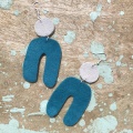teal and grey abstract earrings