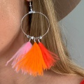 red orange and pink tassel earrings