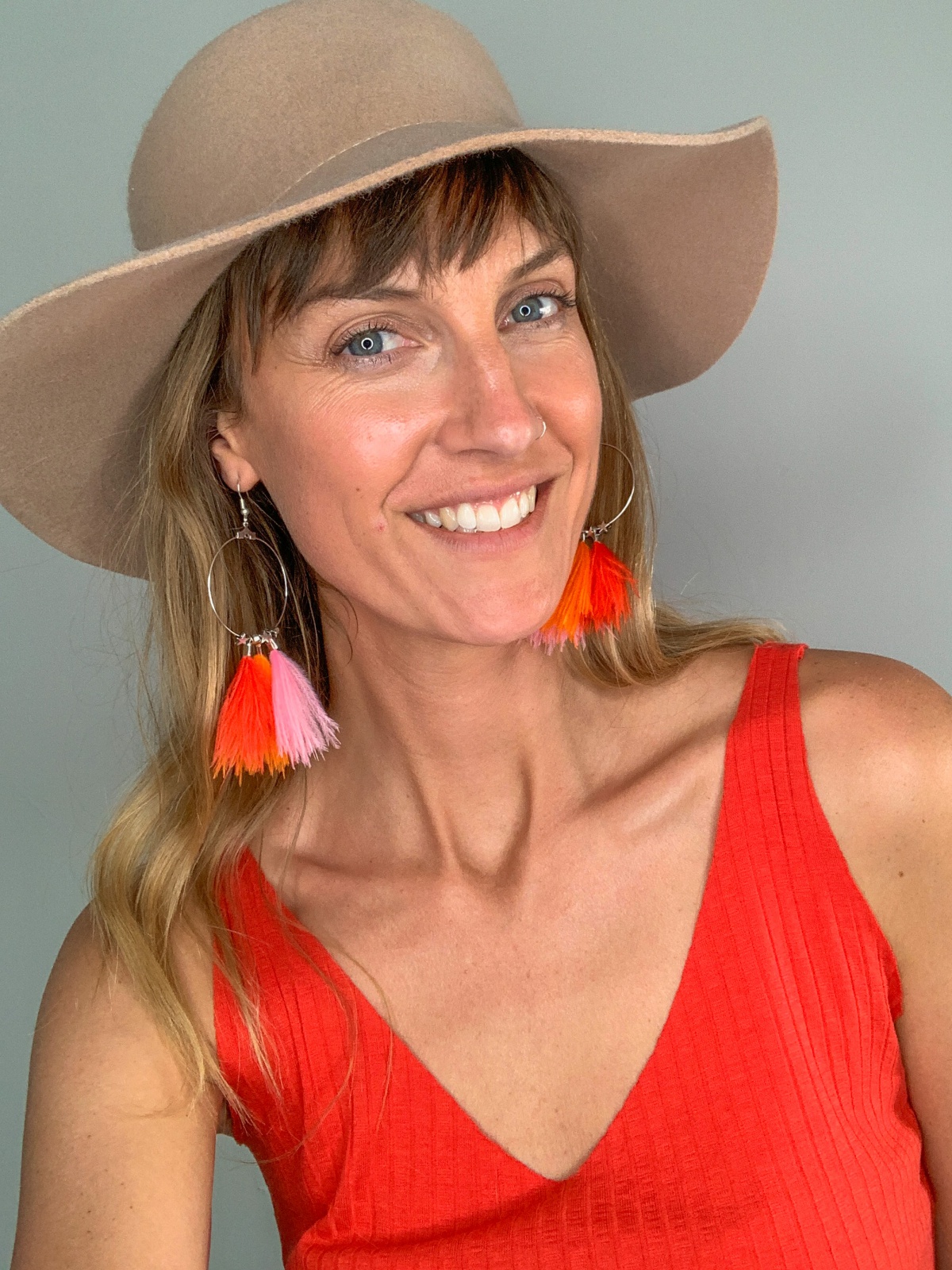 Feather Tassel Hoop Earrings