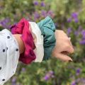 red ivory and green silk scrunchies