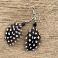 spotty guinea fowl feather earrings