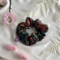 Burgundy rose print scrunchie