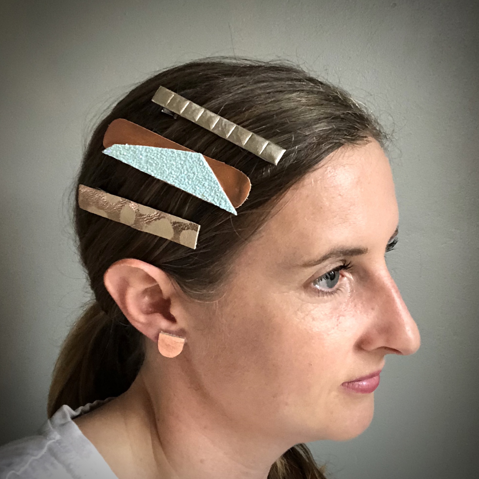 'Eclair' geometric copper hair clips