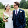 Real bride wearing veil with Anice braided headband