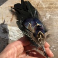 Black green blue feather brooch