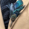 Black feather corsage brooch pin