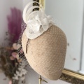 ivory wedding fascinator with veil