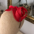 Tomato red Fascinator with green crystals