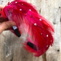 Red and pink feather hair band