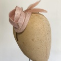 Nude pink Fascinator with latte feathers