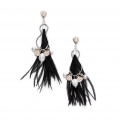 black feather tassel earrings