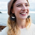 spotty feather earrings