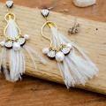ivory gold feather pearl earrings